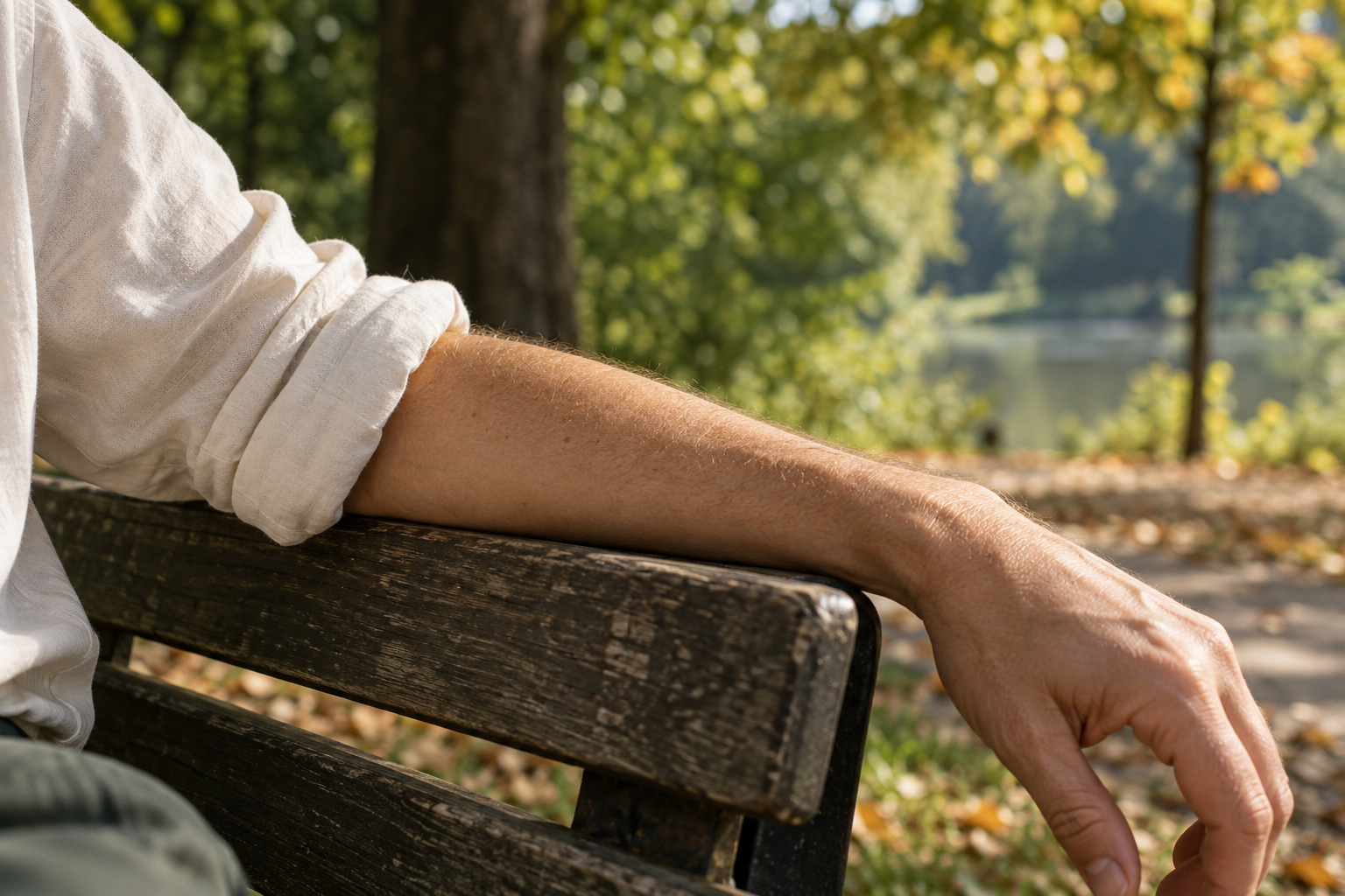 Unterarm im natürlichen Tageslicht bei einem Aufenthalt im Freien